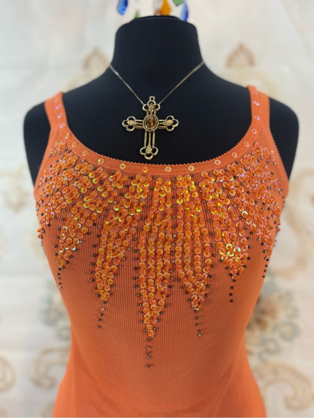 ✨Vintage Y2K Boho Orange Beaded Fairy Tank Top✨ - Picture 9 of 9